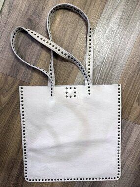 Latico Studded Leather Tote Light Grey